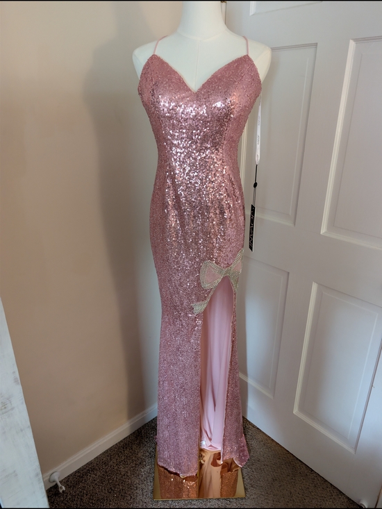 Jovani Dresses & Skirts - NWT Jovani 40100 Pink Sequin Bow Slit Prom Formal Gown Size 8